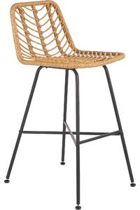 Scaun bar H97, negru/stejar, rattan sintetic/otel, 47x57x113 cm