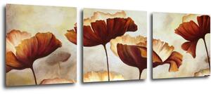 Impresi Tablou Flowers red and yellow - 90 x 30 cm (3-piese)