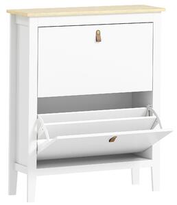 HOMCOM Pantofar cu 2 Sertare Rabatabile pentru 14 Perechi de Pantofi și Rafturi Reglabile, 80x24x95.5 cm, Alb | Aosom Romania