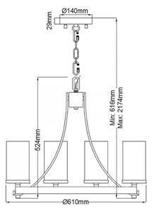 Quintiesse QN-ANGELO5 - Candelabru suspendat pe lanț ANGELO 5xE27/60W/230V, finisaj stejar