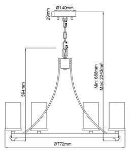 Quintiesse QN-ANGELO6 - Candelabru cu lanț ANGELO 6xE27/60W/230V, decor stejar