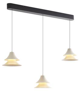 Lampă suspendată neagră cu bej, incl. LED, cu 3 trepte de intensitate luminoasă, cu 3 lumini Easylift - Witch