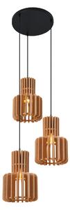 Lampă suspendată retro neagră cu portocaliu, cu 3 lumini - Felt