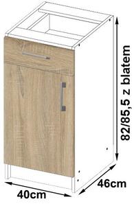 Dulap inferior de bucătărie Lula s40 sz1 (Alb mat + stejar sonoma). Promo -15%. 1068590