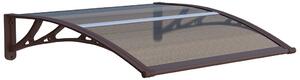 Copertină pentru Ușă ECO 120x100 cm, Policarbonat 5 mm Conector H, Suporturi ABS, Accesorii Montaj Incluse, Maro/Bronz