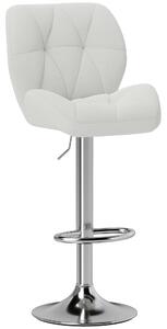 HOMCOM Scaun de Bar Pivotant cu Tapițerie din Piele Artificială, Scaun de Bucătărie cu Spătar și Înălțime Reglabilă, 47x49x90-111 cm, Alb