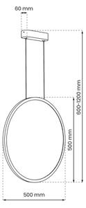 Lustr LED SATURNO 28W, 50 cm, IP44, auriu, cu cablu