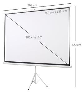 HomCom ecran de proiectie 120 inch, format 4:3 | AOSOM RO