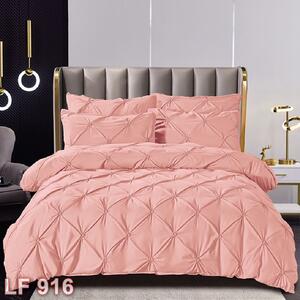 Lenjerie de pat, 2 persoane, finet, UniDeluxe cu pliuri, roz , 230x250cm LF916