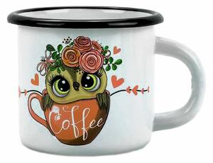 Belis Cană emailată Cafea bufniță, 7 cm, 0,25 l