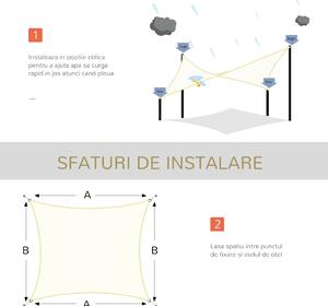 Outsunny Cort Parasolar Pătrat HDPE, Protecție UV, Ideal pentru Grădină, Crem, 3x4m | Aosom Romania