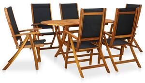 Set mobilier de exterior, 7 piese, lemn masiv de acacia