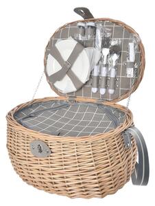 Coș de picnic din răchită Orion oval, echipament pentru 2 persoane