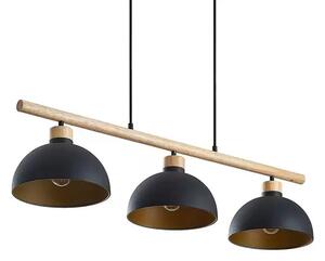 Tirzana 3 Lustră Pendul Black/Light Wood - Lindby
