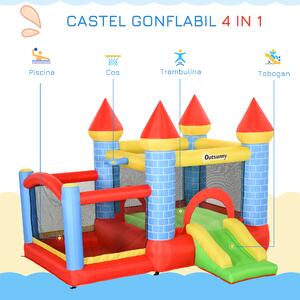 Outsunny Castel Gonflabil cu Trambulină, Tobogan, pentru Petreceri Copii, 3x2.75x2.1m, Multicolor | Aosom Romania