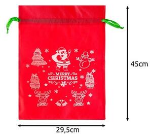 Set 4 saculeti pentru cadouri de Craciun, snur inchidere, verde si rosu, 45x29,5 cm