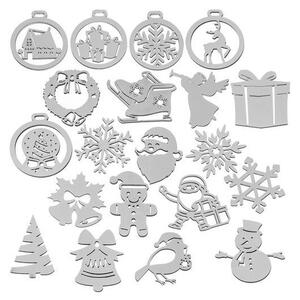 Set 20 decoratiuni din lemn pentru brad de Craciun, diverse forme si modele