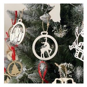 Set 20 decoratiuni din lemn pentru brad de Craciun, diverse forme si modele