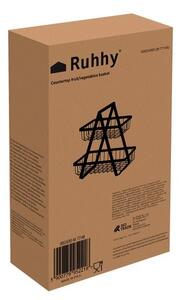 Cos depozitare fructe si legume, 2 nivele, design minimalist, metal negru mat, maner lemn