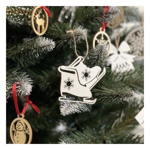 Set 20 decoratiuni din lemn pentru brad de Craciun, diverse forme si modele