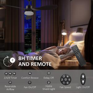 HOMCOM Ventilator de Tavan cu Lumini LED, Φ132x43cm, Maro | Aosom Ro