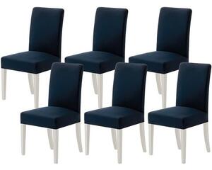 Set de 6 huse detasabile pentru scaune, lavabile, durabile, moderne, bleumarin