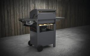 Grătar pe gaz Tenneker Carbon TG-3 U 3 arzătoare suprafață de gătire 60x42 cm incl. termometru în capac, tavă de colectare grăsime, masă laterală, suport tacâmuri