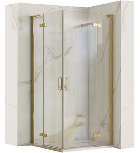 Rea Hugo, cabina de dus cu usi cu 2 aripi 80 (usa) x 80 (usa) x 200 cm, sticla transparenta 6 mm, profil auriu mat, REA-K6608