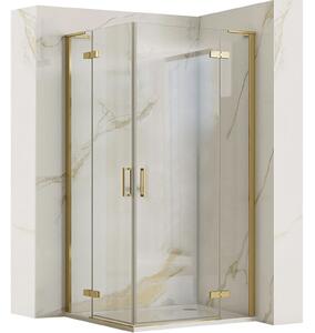 Rea Hugo, cabina de dus cu usi cu 2 aripi 90 (usa) x 90 (usa) x 200 cm, sticla transparenta 6 mm, profil auriu mat, REA-K6609