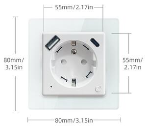 Immax NEO 07553L - Priză inteligentă tip E 16A/230V + 1xUSB-A+1xUSB C PD 20W