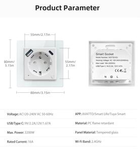 Immax NEO 07544L - Priză inteligentă tip E 16A/230V + 1xUSB-A+1xUSB-C PD 20W Wi-Fi