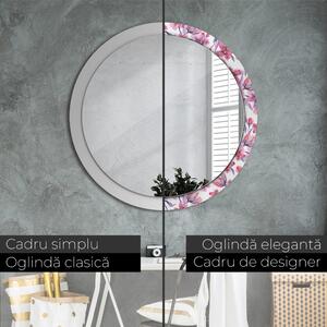 Oglinda rotunda cu rama imprimata Flori de acuarelă fi 100 cm