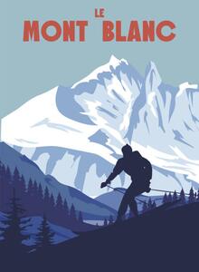 Ilustrație Mont Blanc Ski resort poster, retro, VectorUp