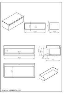 Dulap bază lavoar baie suspendat Jungborn DECEM 100x45,8 cm MDF fume mat 1 sertar