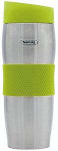 Cana termos Rosberg R52011C, 380 ml, Pereti dubli, Ergonomic, Otel inoxidabil, Verde/Argintiu