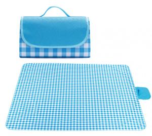 Pătură de picnic cu model în carouri albastru-alb 200 x 145 cm