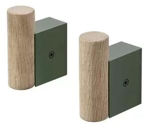 Attach Coat Hook Set of 2 Oak/Dark Green - Muuto
