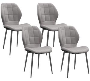 HOMCOM Set of Four Modern Style Flannel Dining Chairs - Light Grey | Aosom Romania