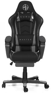 Scaun de gaming, Guru Master GM1-G-L, elegant, rotativ, inaltime ajustabila, cu suport picioare, negru/gri