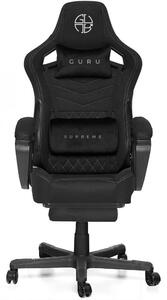 Guru Supreme GS2-G-L, scaun de gaming, elegant, ergonomic, rotativ, cu suport picioare, negru/alb