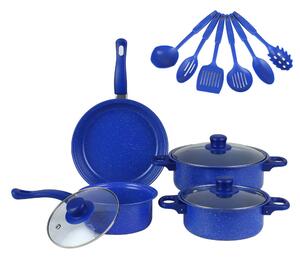 Set de tigăi antiaderente din 13 piese cu ustensile albastru G25