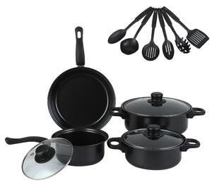 Set de tigăi antiaderente din 13 piese cu ustensile negru G23