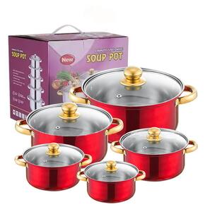 Set de oale din inox de 10 piese, G18, roșu