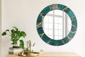 Oglinda rotunda decor perete Marmură verde de malachit fi 50 cm