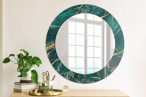 Oglinda rotunda decor perete Marmură verde de malachit fi 60 cm