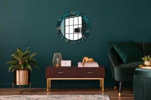Oglinda rotunda decor perete Marmură verde de malachit fi 60 cm