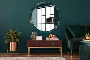 Oglinda rotunda decor perete Marmură verde de malachit fi 100 cm