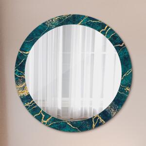 Oglinda rotunda decor perete Marmură verde de malachit fi 80 cm