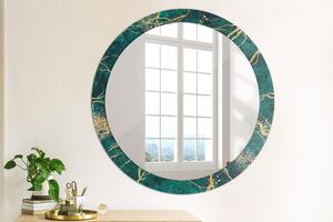Oglinda rotunda decor perete Marmură verde de malachit fi 90 cm
