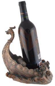 Suport sticle de vin Corabia Vikinga 23 cm finisaj bronz